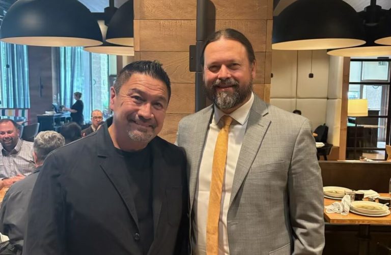 Entrepreneur Michael Birch (left), pictured with Malcolm Macpherson (right) at the 2025 AFN Annual General Assembly - photo credit to MICHAEL BIRCH