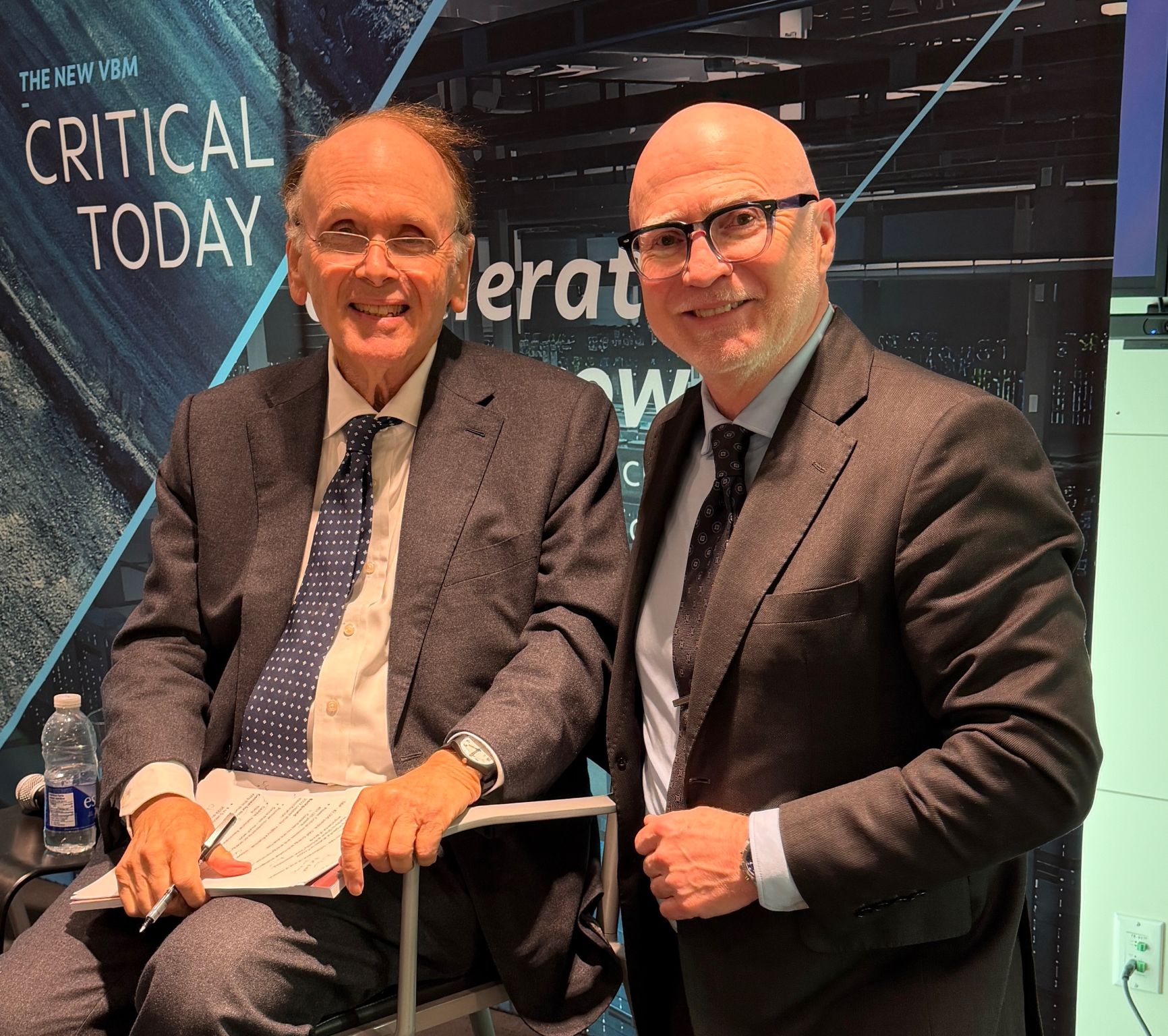 Resource Works founder and CEO Stewart Muir (right) with renowned energy economist Daniel Yergin at PDAC in Toronto this year.