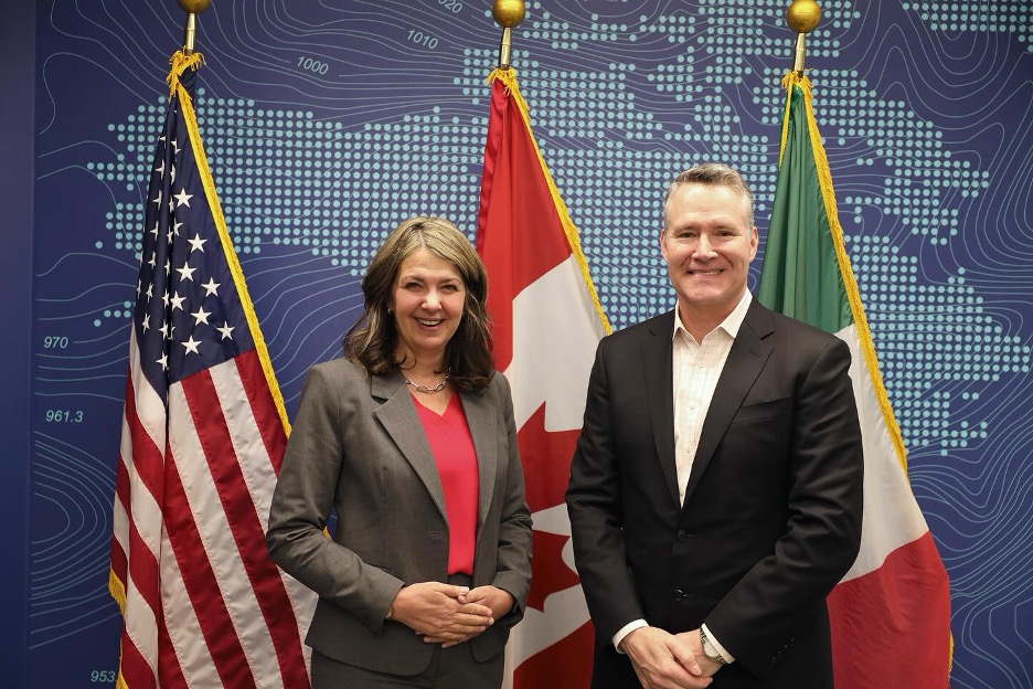 TC Energy CEO François Poirier, with Alberta Premier Danielle Smith in Washington DC in January