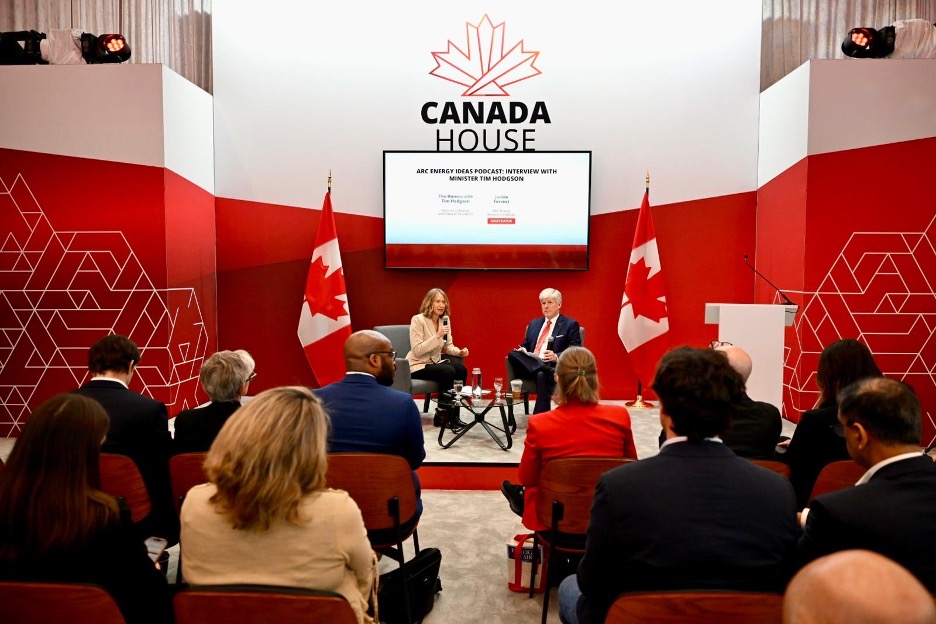 Jackie Forrest of Arc Energy Institute interviews Energy Minister Tim Hodgson at the CERAWeek 2026 conference in Texas